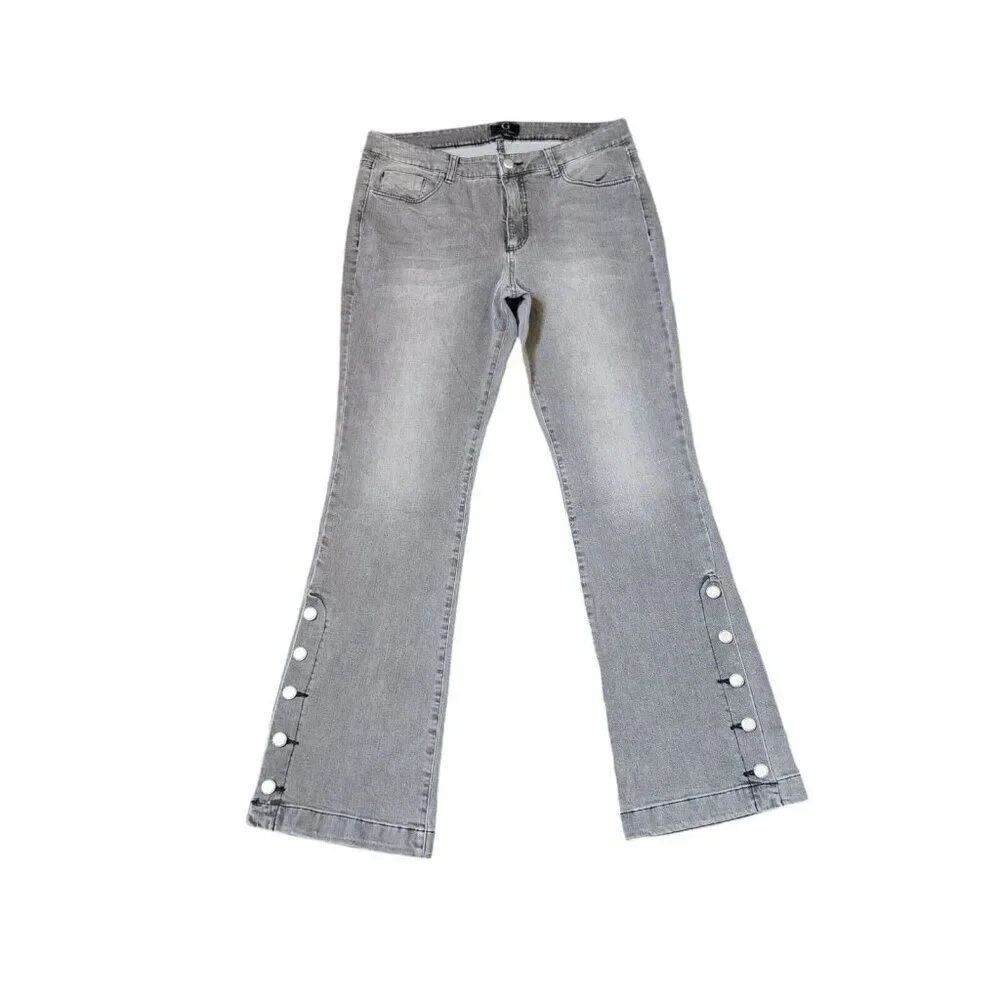 G by Giuliana Faded Low Rise Denim Jeans Leg Grommets Womens Size 12 Gray
